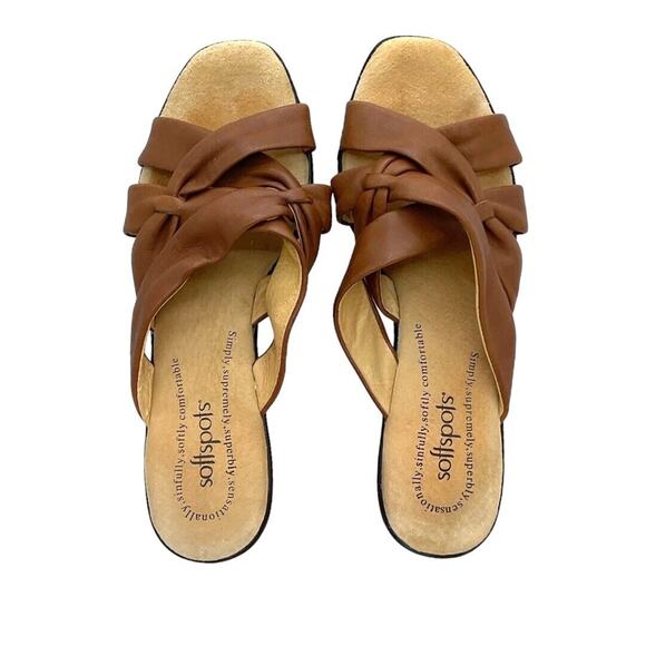 SOFTSPOTS Carmel Leather Wedge Sandals Women's 9.5M Comfort Slide - Picture 5 of 13